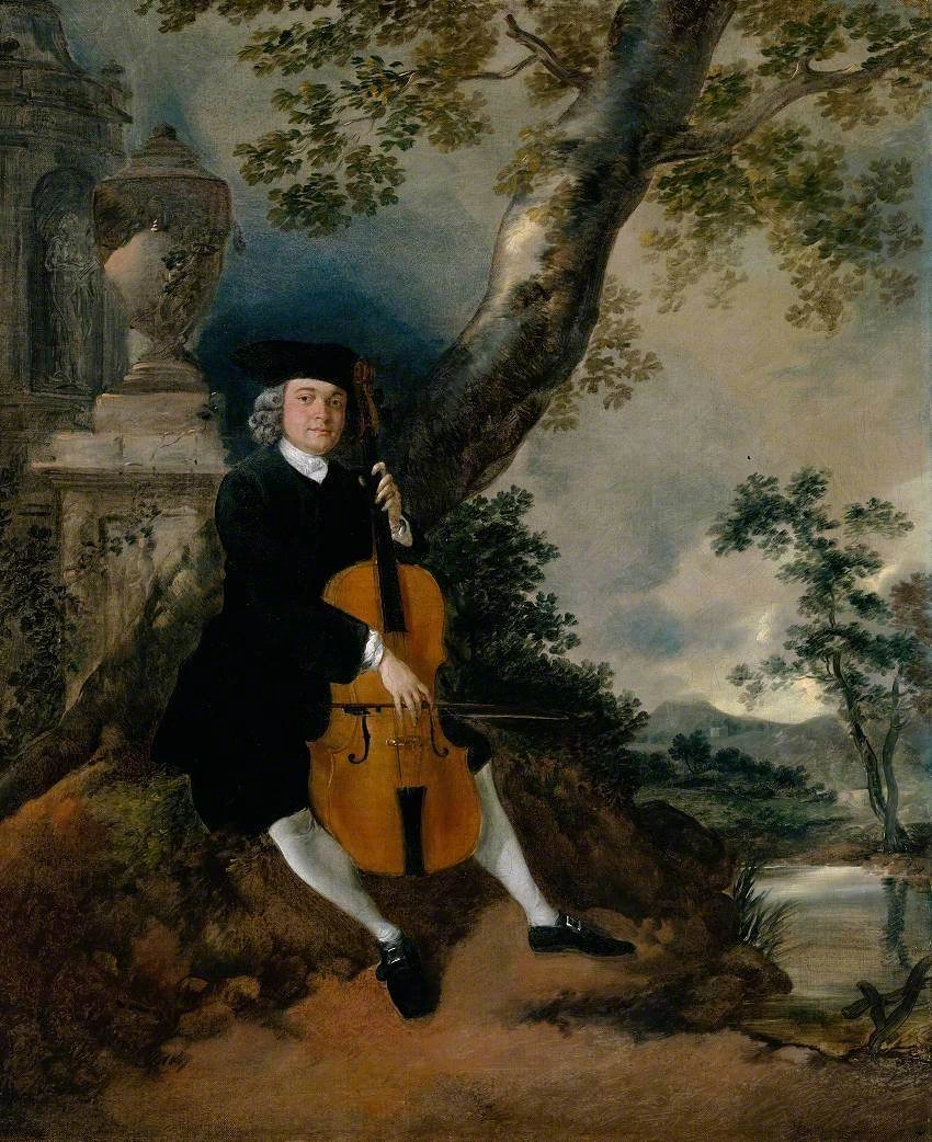 Il reverendo John Chafy suona il violoncello in un paesaggio - Tate Britain, Londra